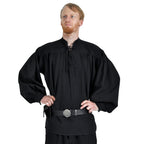 Immagine del prodotto Camicia medievale con colletto alla coreana e allacciatura Friedrich nera