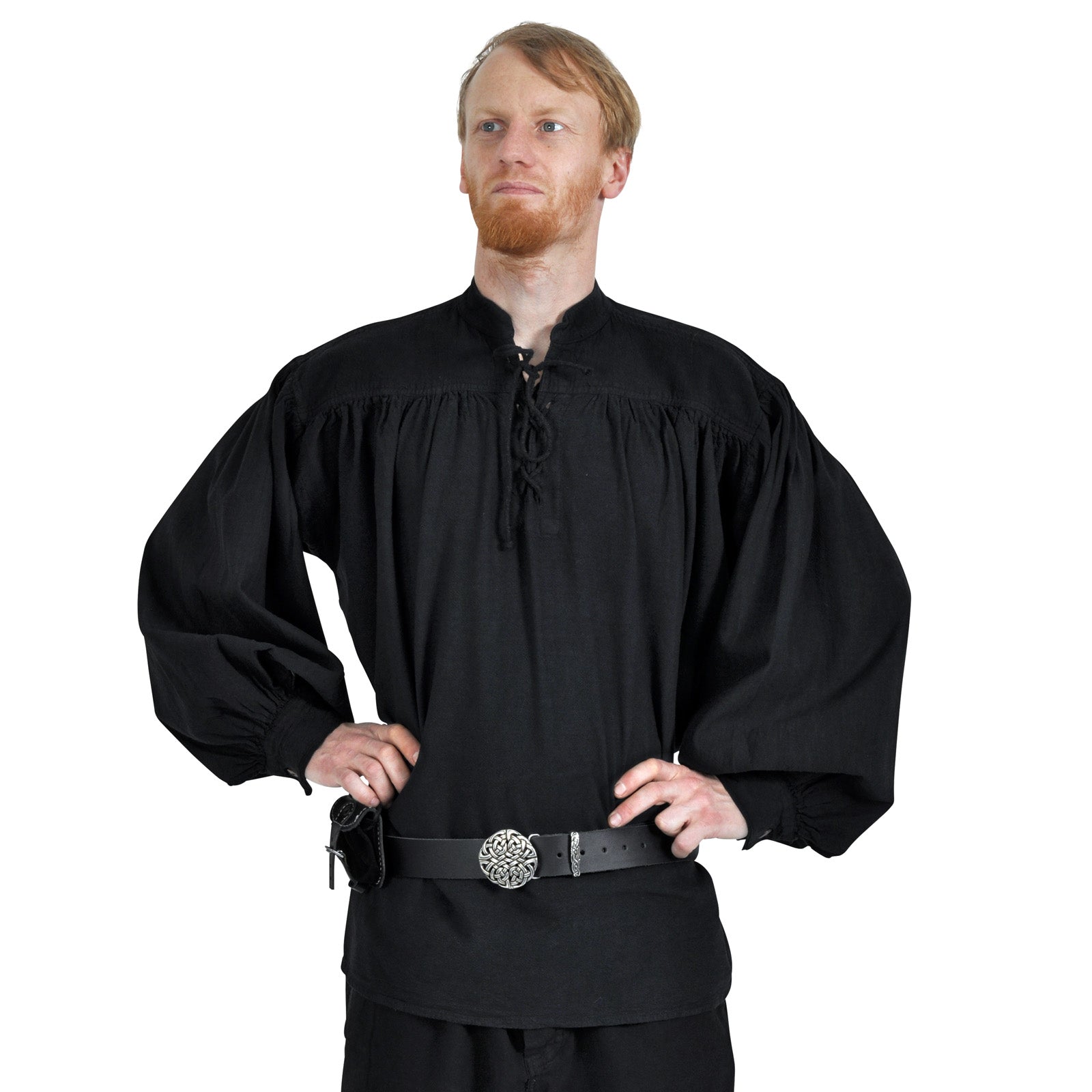 Immagine del prodotto Camicia medievale con colletto alla coreana e allacciatura Friedrich nera