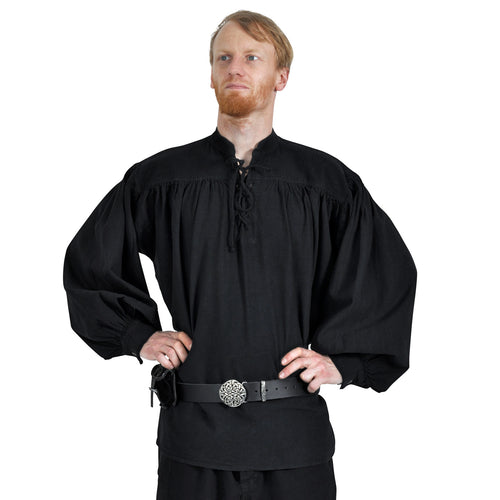 Immagine del prodotto Camicia medievale con colletto alla coreana e allacciatura Friedrich nera