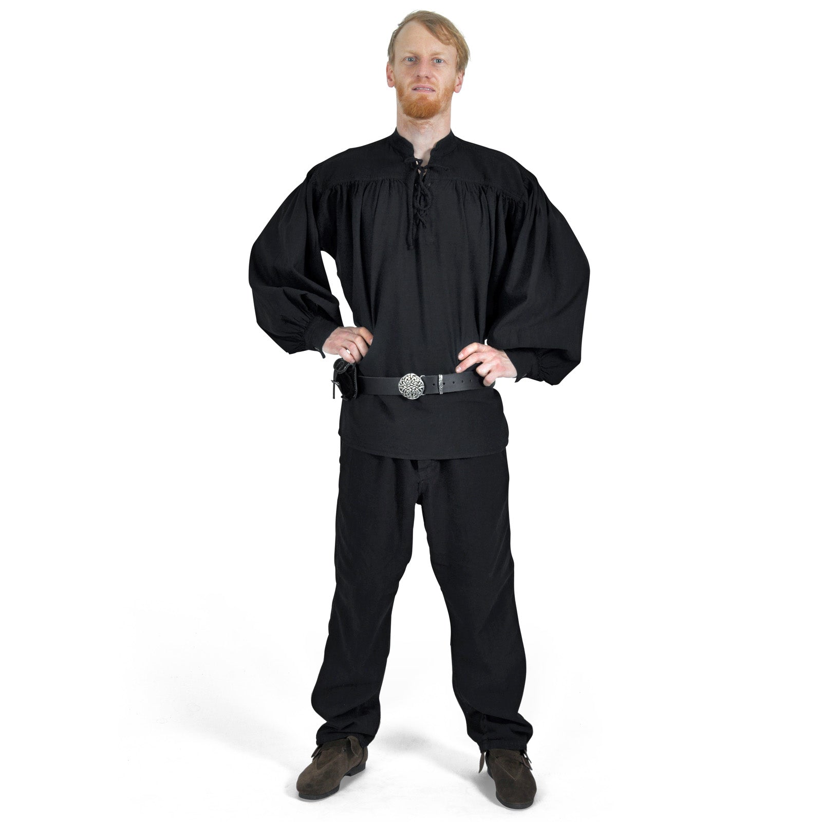 Immagine del prodotto Camicia medievale con colletto alla coreana e allacciatura Friedrich nera