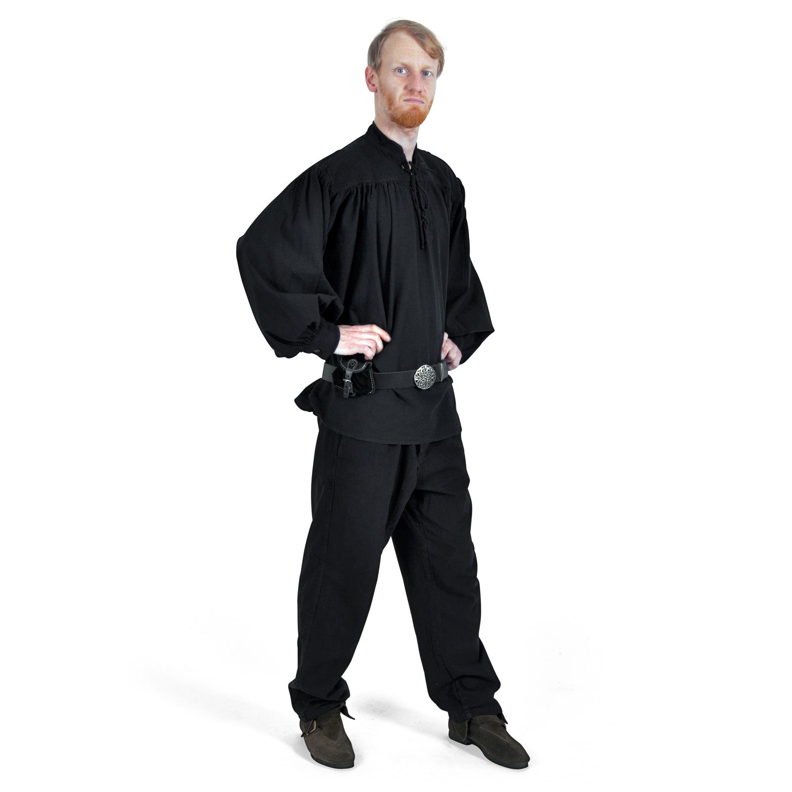 Immagine del prodotto Camicia medievale con colletto alla coreana e allacciatura Friedrich nera