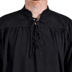 Immagine del prodotto Camicia medievale con colletto alla coreana e allacciatura Friedrich nera