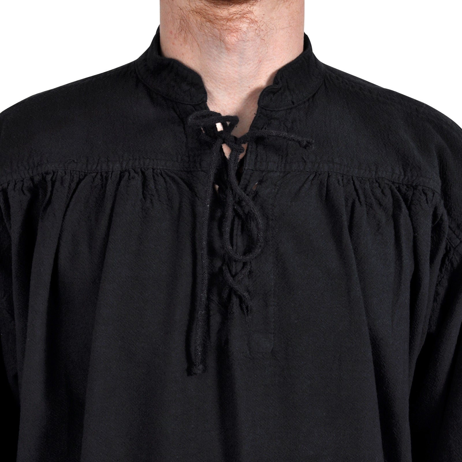 Immagine del prodotto Camicia medievale con colletto alla coreana e allacciatura Friedrich nera