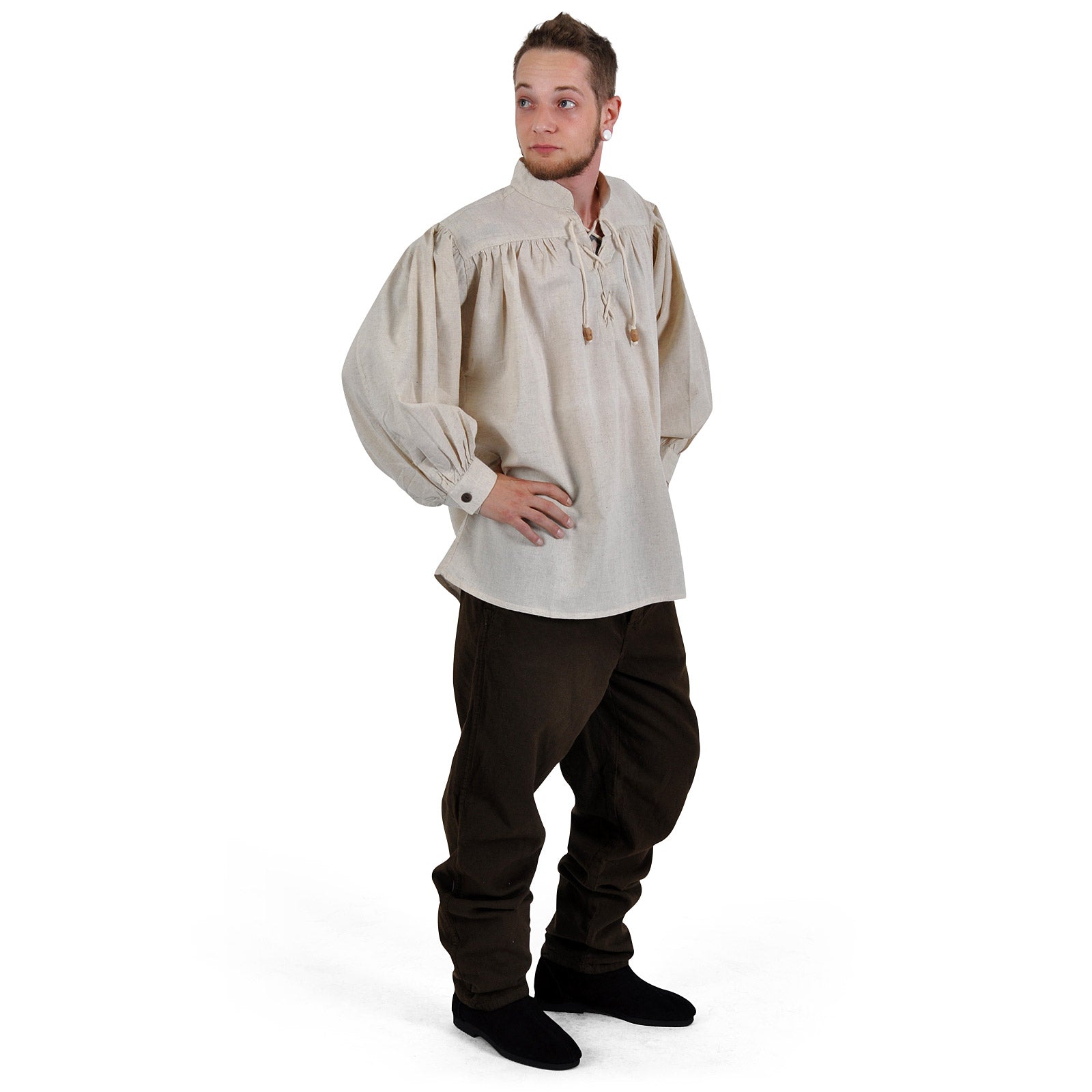 Immagine del prodotto Camicia medievale con colletto alla coreana e lacci Friedrich naturale
