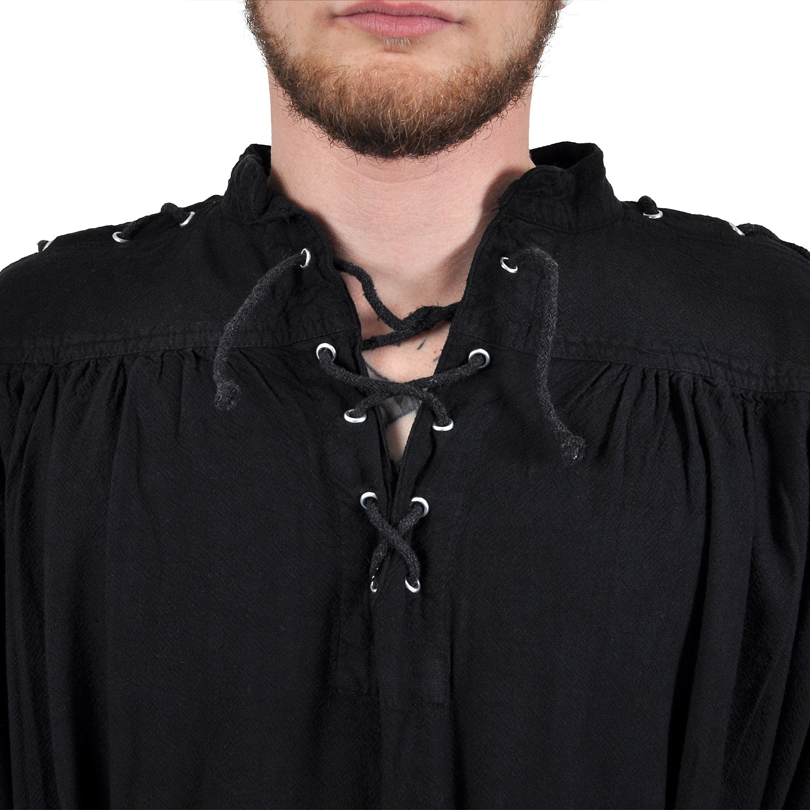 Immagine del prodotto Camicia medievale con lacci e occhielli Adrian nera