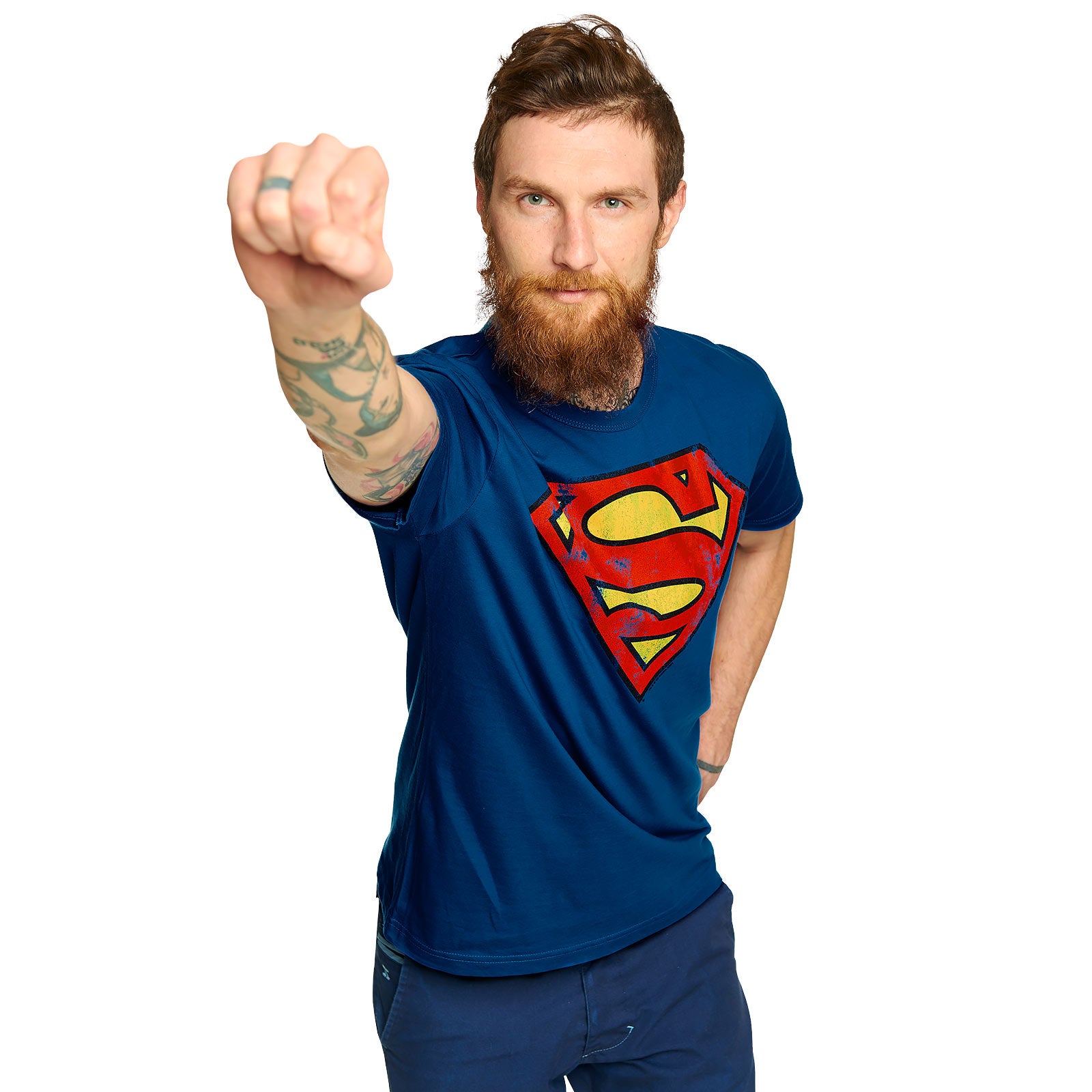 Immagine del prodotto Superman - T-shirt con logo invecchiato blu