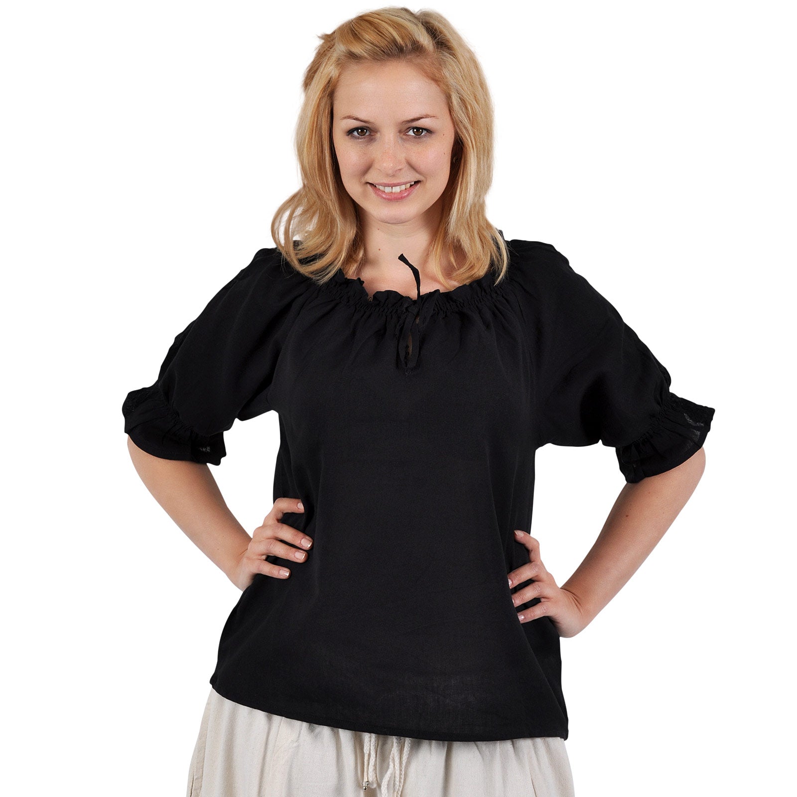 Immagine del prodotto Blusa medievale a maniche corte Sandra nera