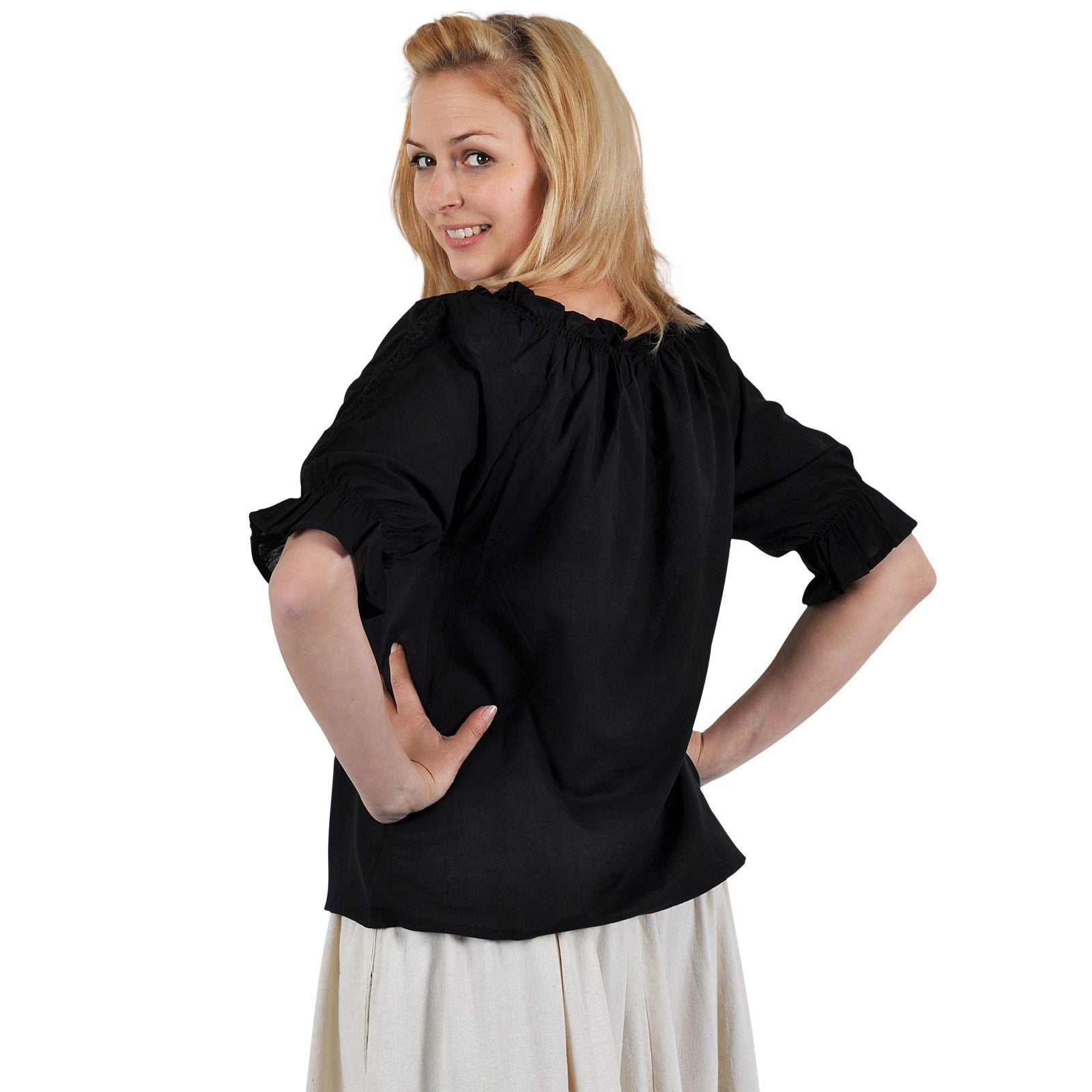 Immagine del prodotto Blusa medievale a maniche corte Sandra nera