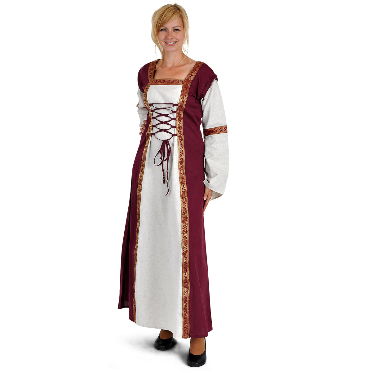 Immagine del prodotto Vestito medievale Applonia con maniche rimovibili naturale-bordeaux