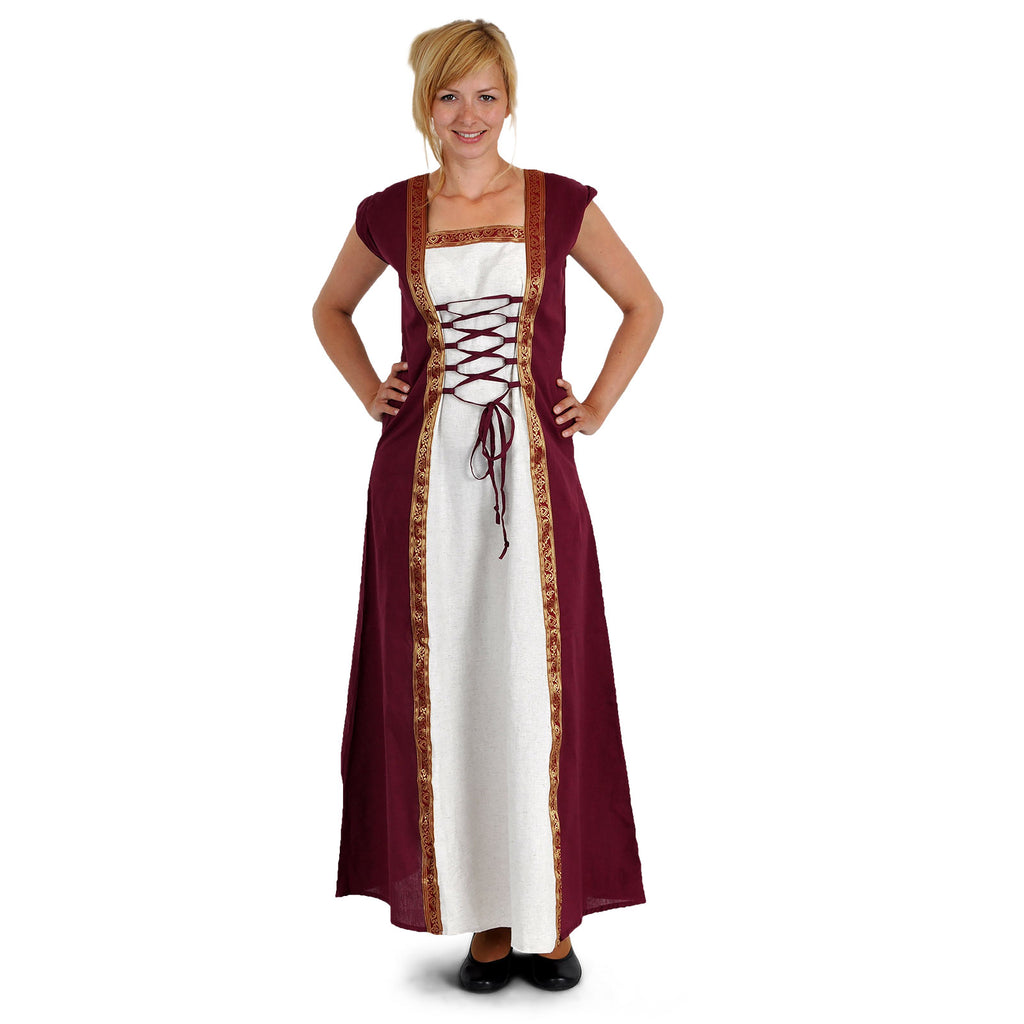 Immagine del prodotto Vestito medievale Applonia con maniche rimovibili naturale-bordeaux