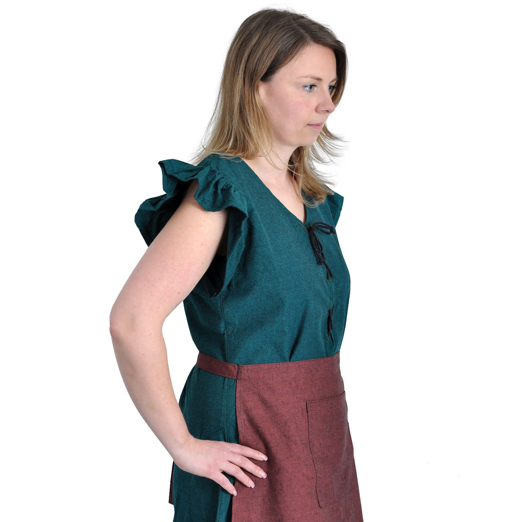 Immagine del prodotto Vestito medievale Agga a maniche corte con grembiule verde