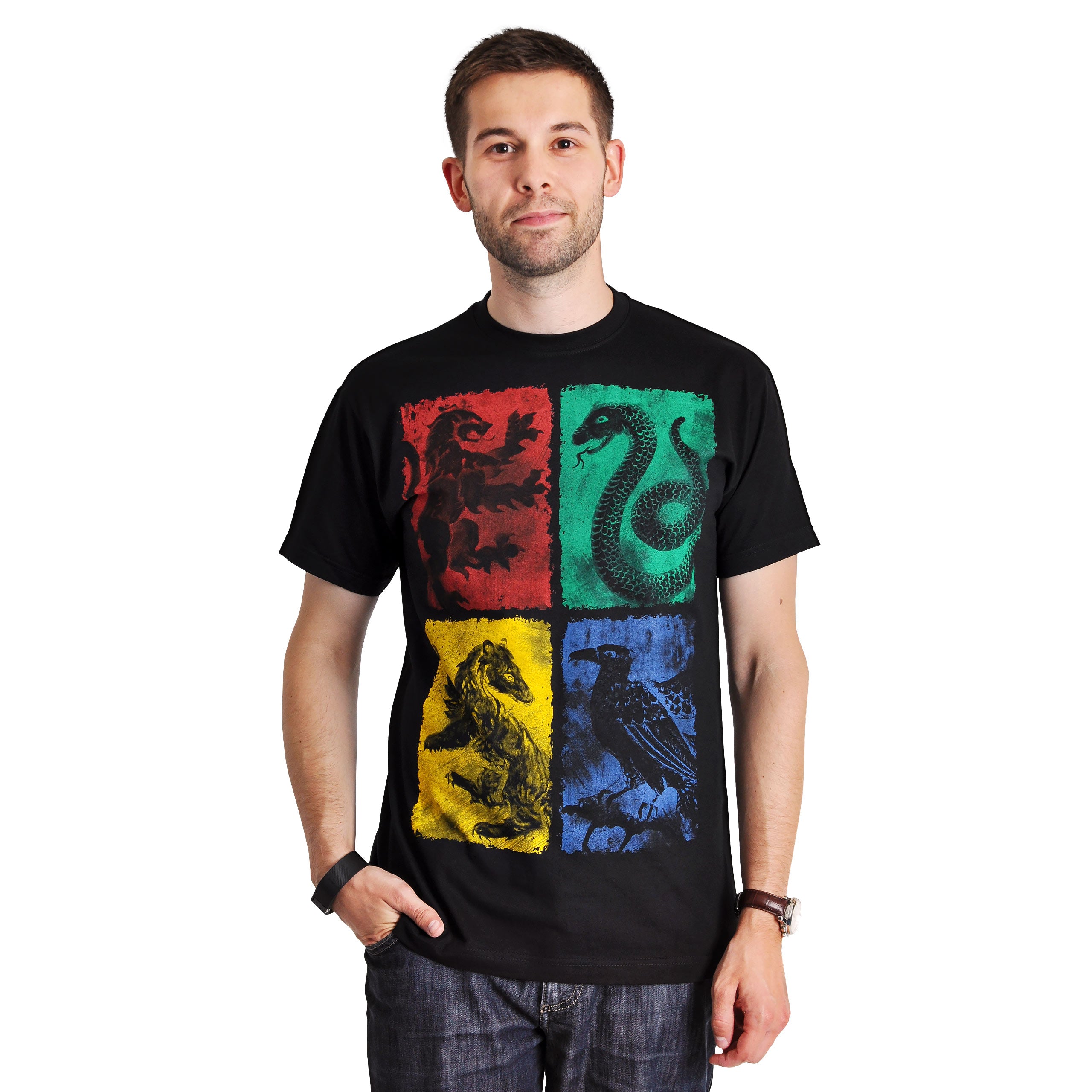 Immagine del prodotto Harry Potter - T-shirt nera con stemma di Hogwarts invecchiato