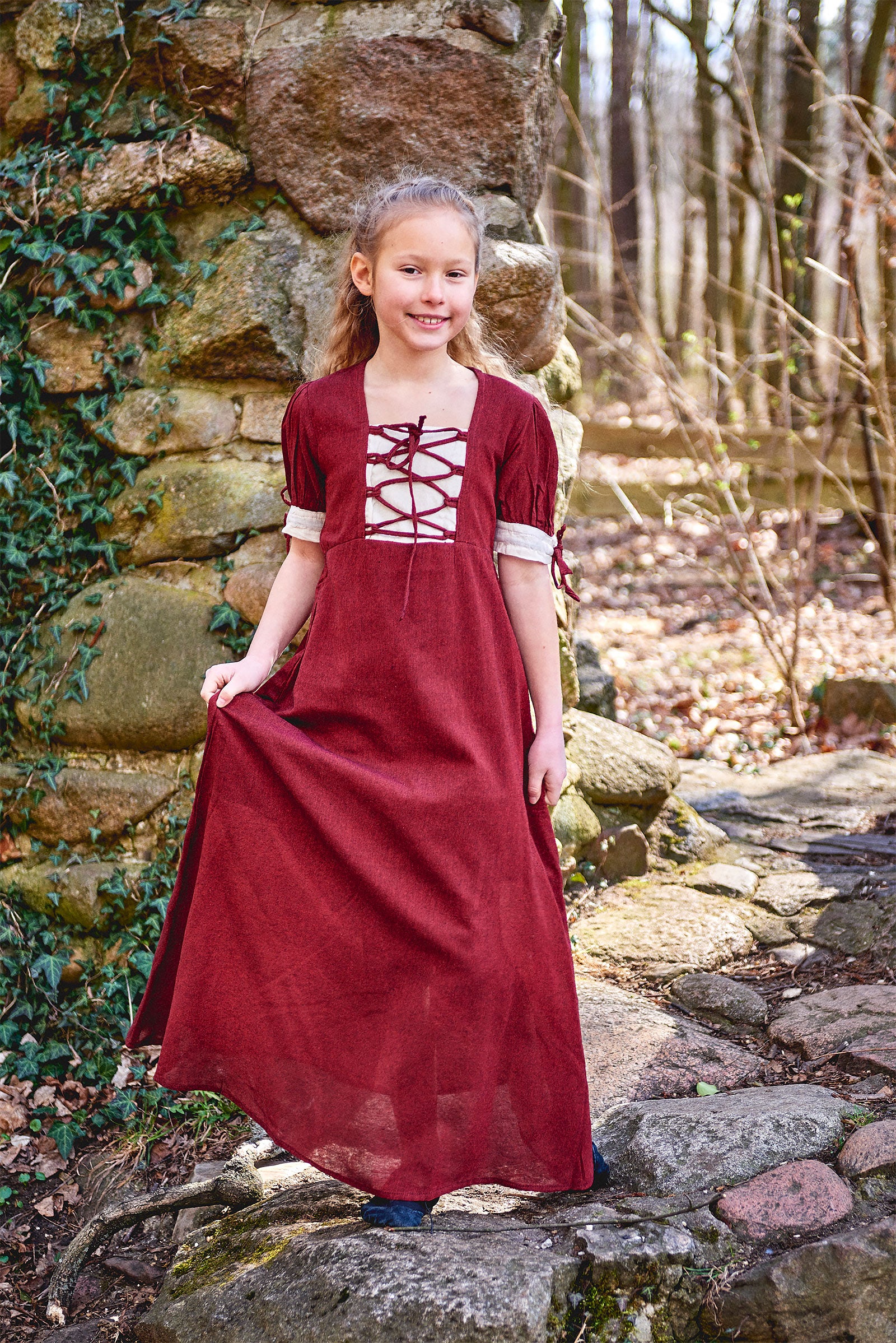 Immagine del prodotto Abito estivo medievale per bambini rosso beige
