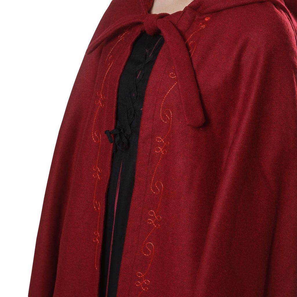 Immagine del prodotto Mantello medievale con cappuccio e ricamo rosso