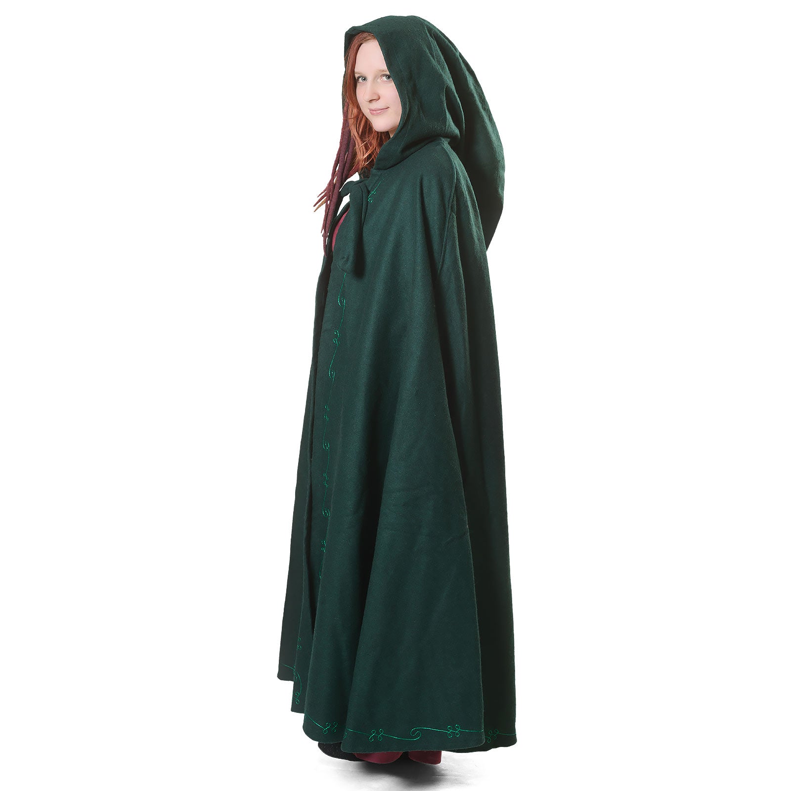 Immagine del prodotto Mantello medievale con cappuccio e ricamo verde