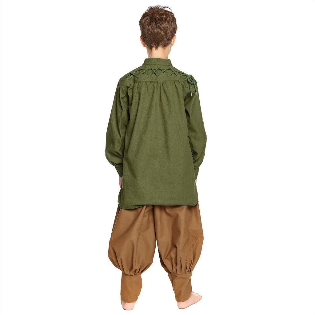 Immagine del prodotto Camicia medievale per bambini con elegante laccio posteriore verde