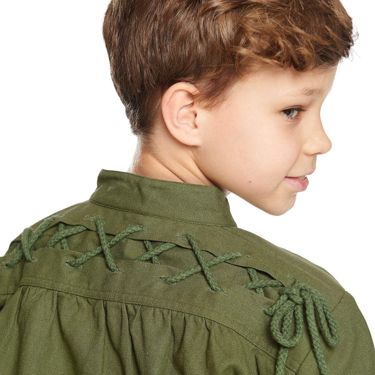 Immagine del prodotto Camicia medievale per bambini con elegante laccio posteriore verde