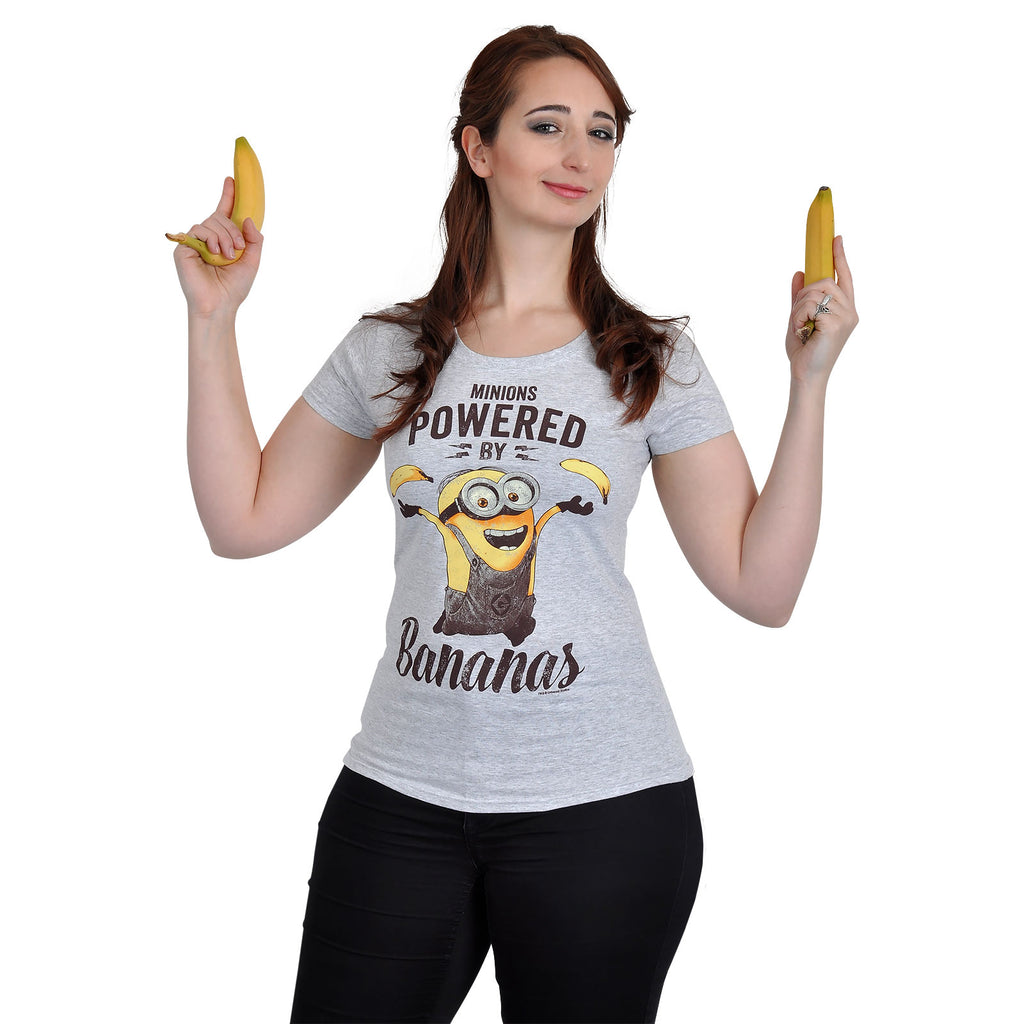Product image Minions - Powered By Bananas Girlie Shirt grey