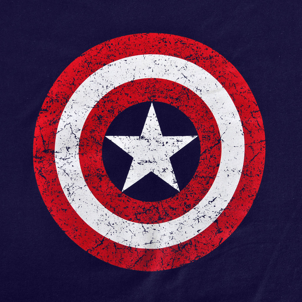 Immagine del prodotto Captain America - T-shirt blu con logo scudo invecchiato