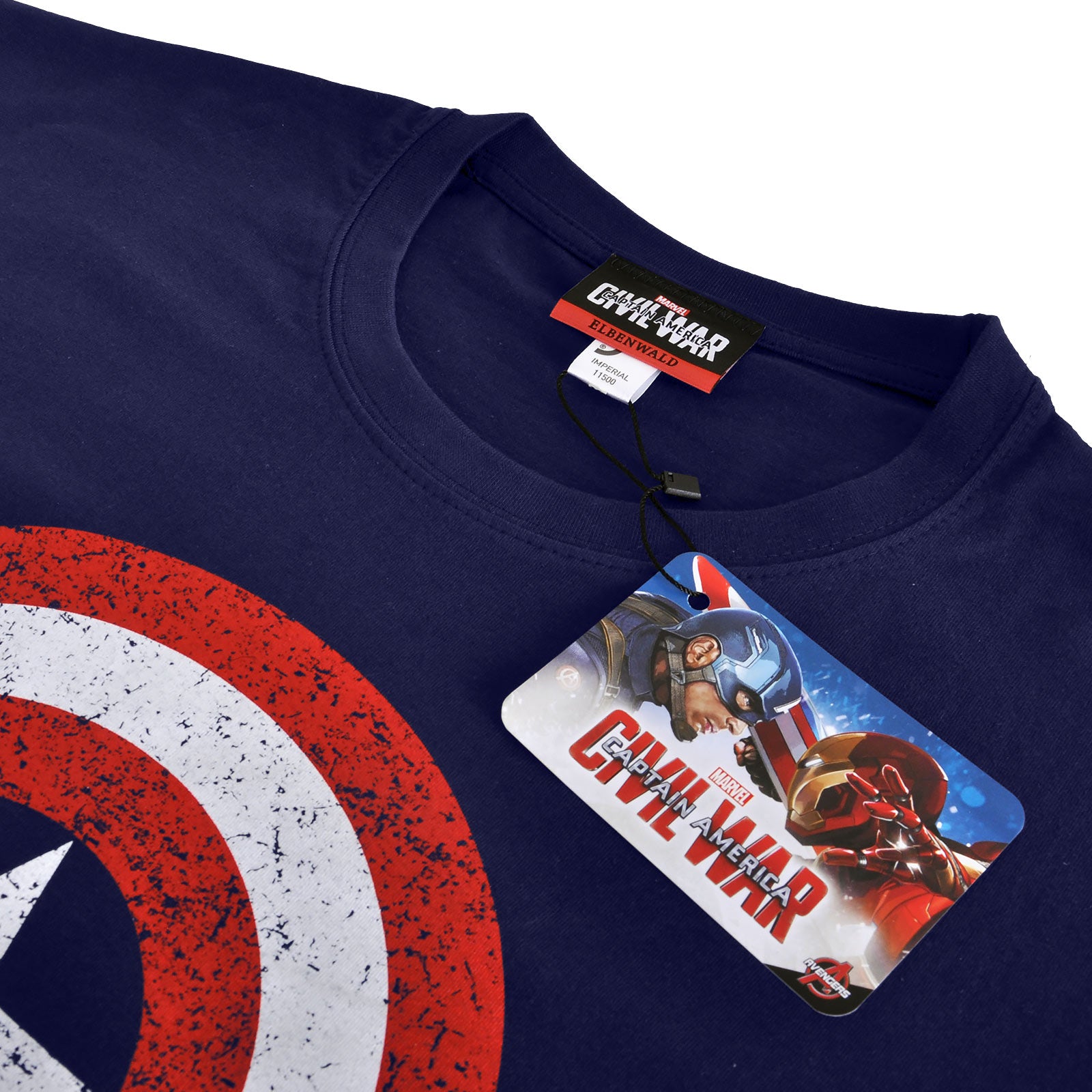 Immagine del prodotto Captain America - T-shirt blu con logo scudo invecchiato