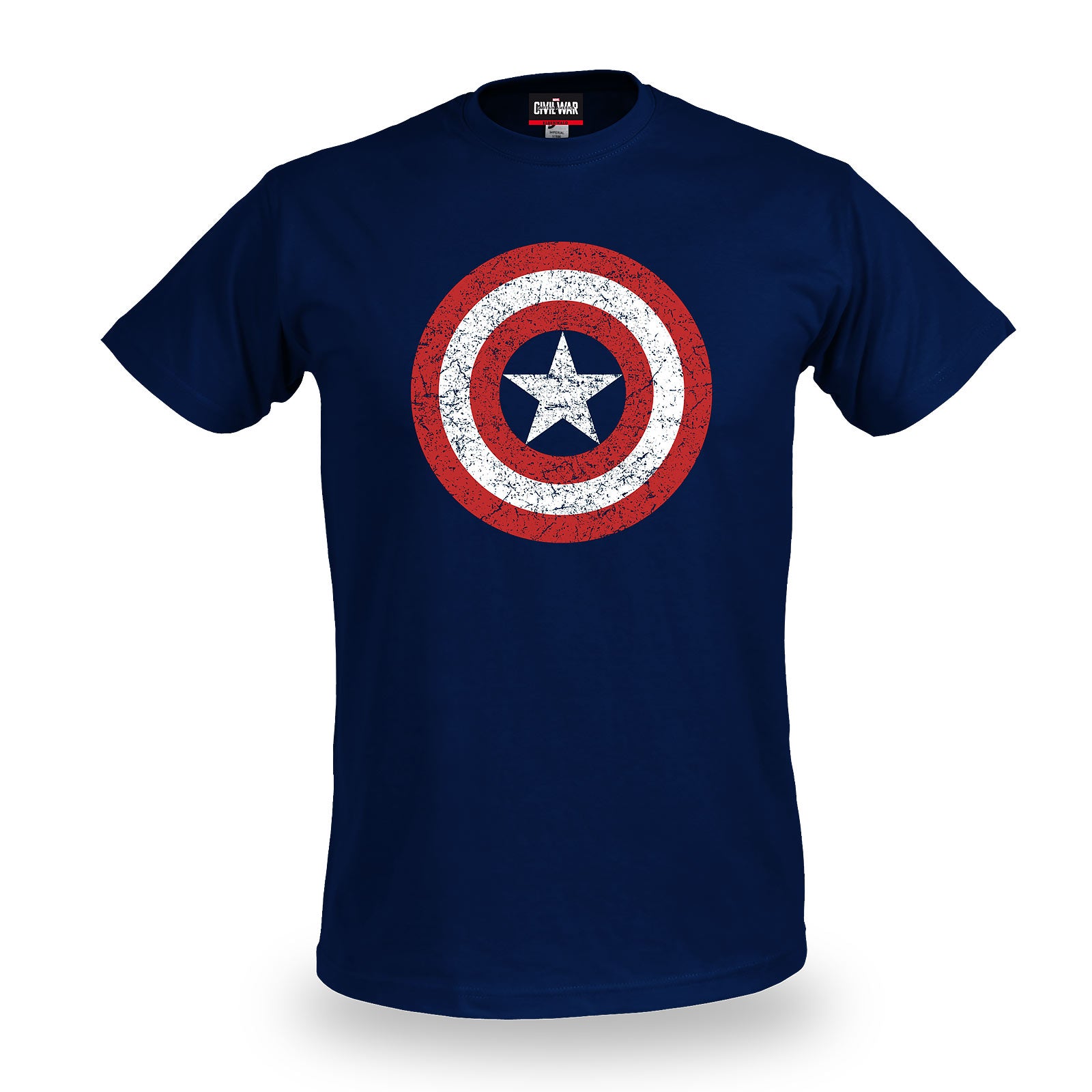 Immagine del prodotto Captain America - T-shirt blu con logo scudo invecchiato