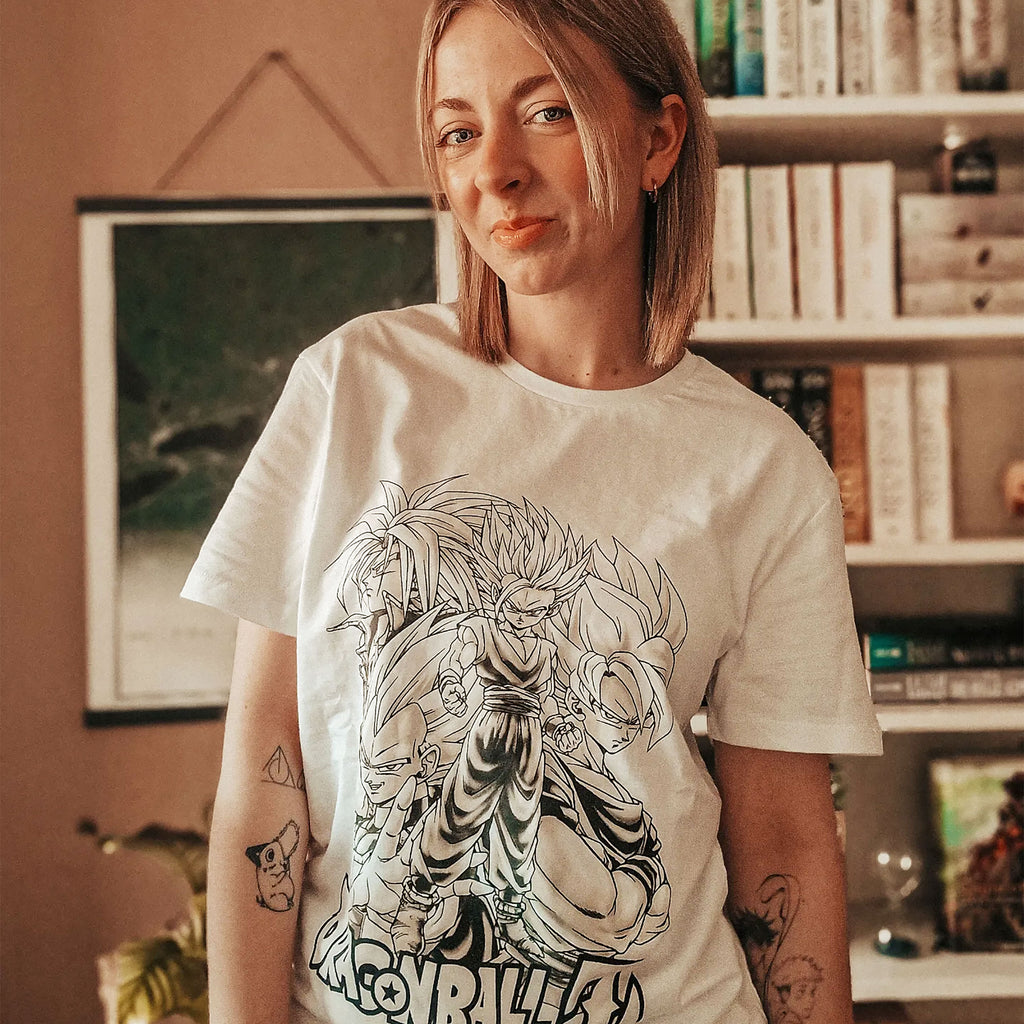 Immagine del prodotto Dragon Ball - T-shirt bianca del gruppo Saiyajin