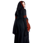 Immagine del prodotto Abito medievale con cappuccio Isolde nero-rosso