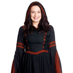 Immagine del prodotto Abito medievale con cappuccio Isolde nero-rosso