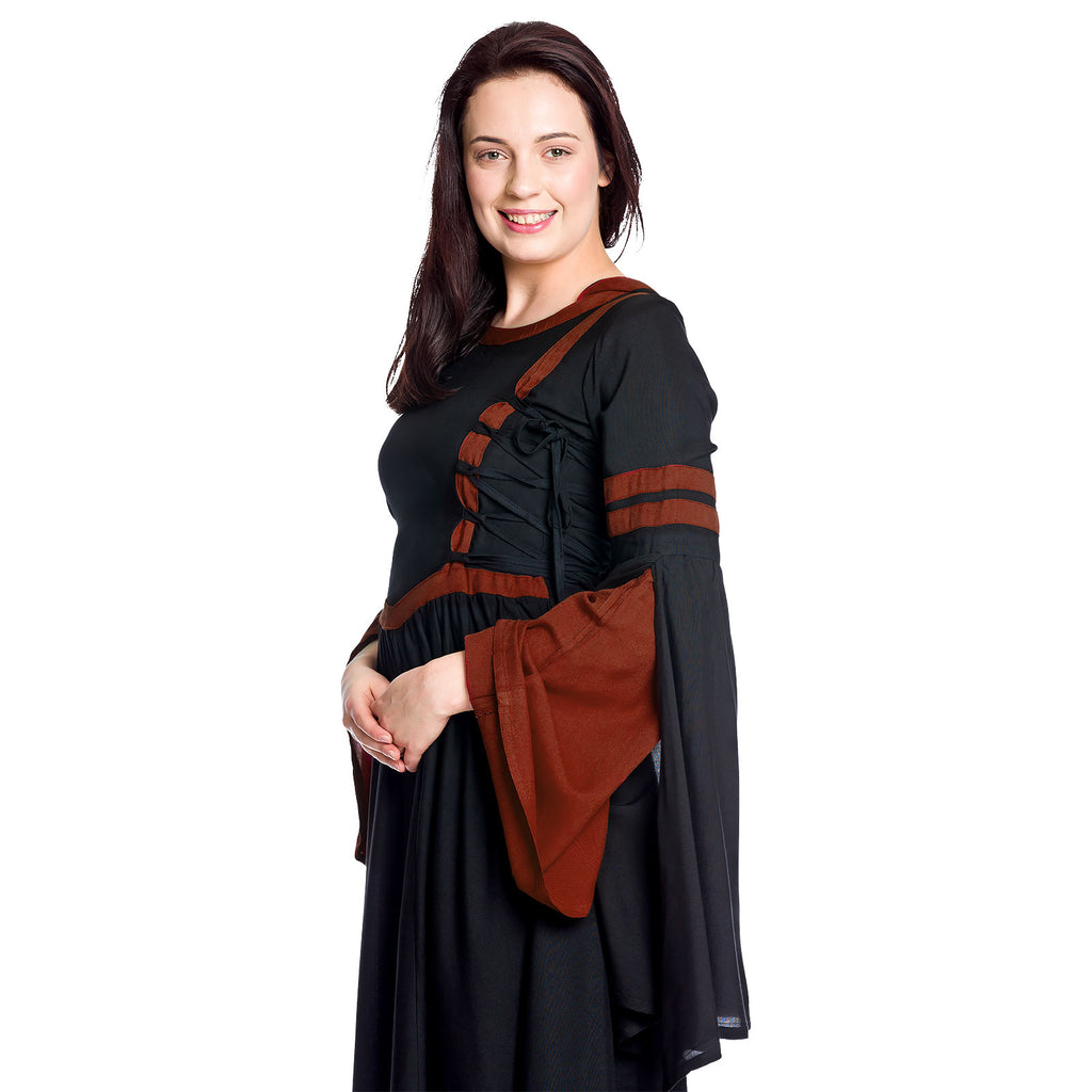 Immagine del prodotto Abito medievale con cappuccio Isolde nero-rosso