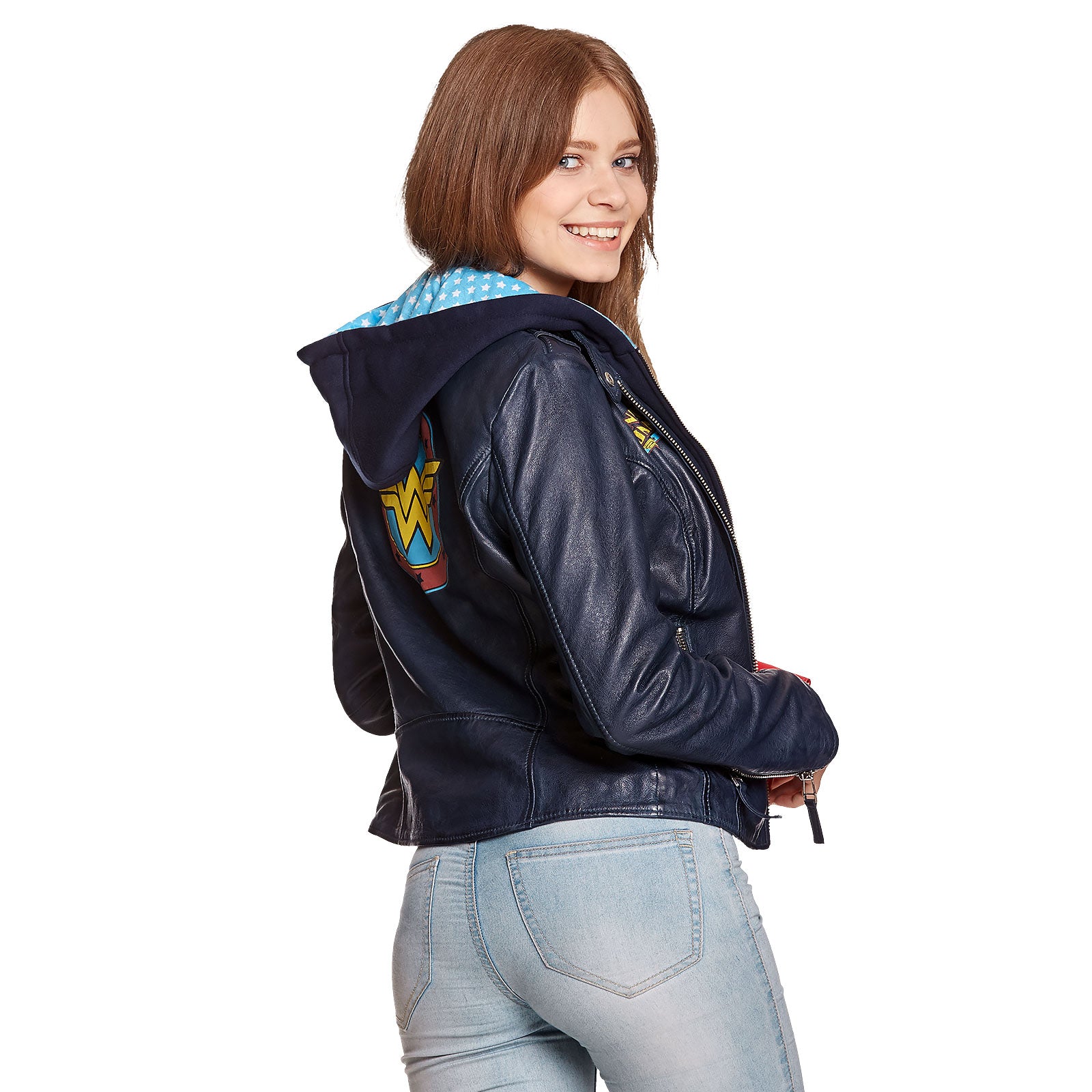 Immagine del prodotto Wonder Woman - Giacca di pelle con cappuccio blu con logo