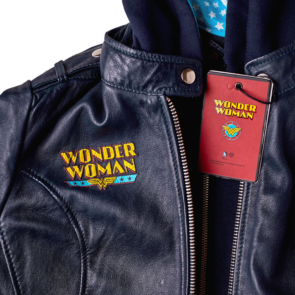 Immagine del prodotto Wonder Woman - Giacca di pelle con cappuccio blu con logo