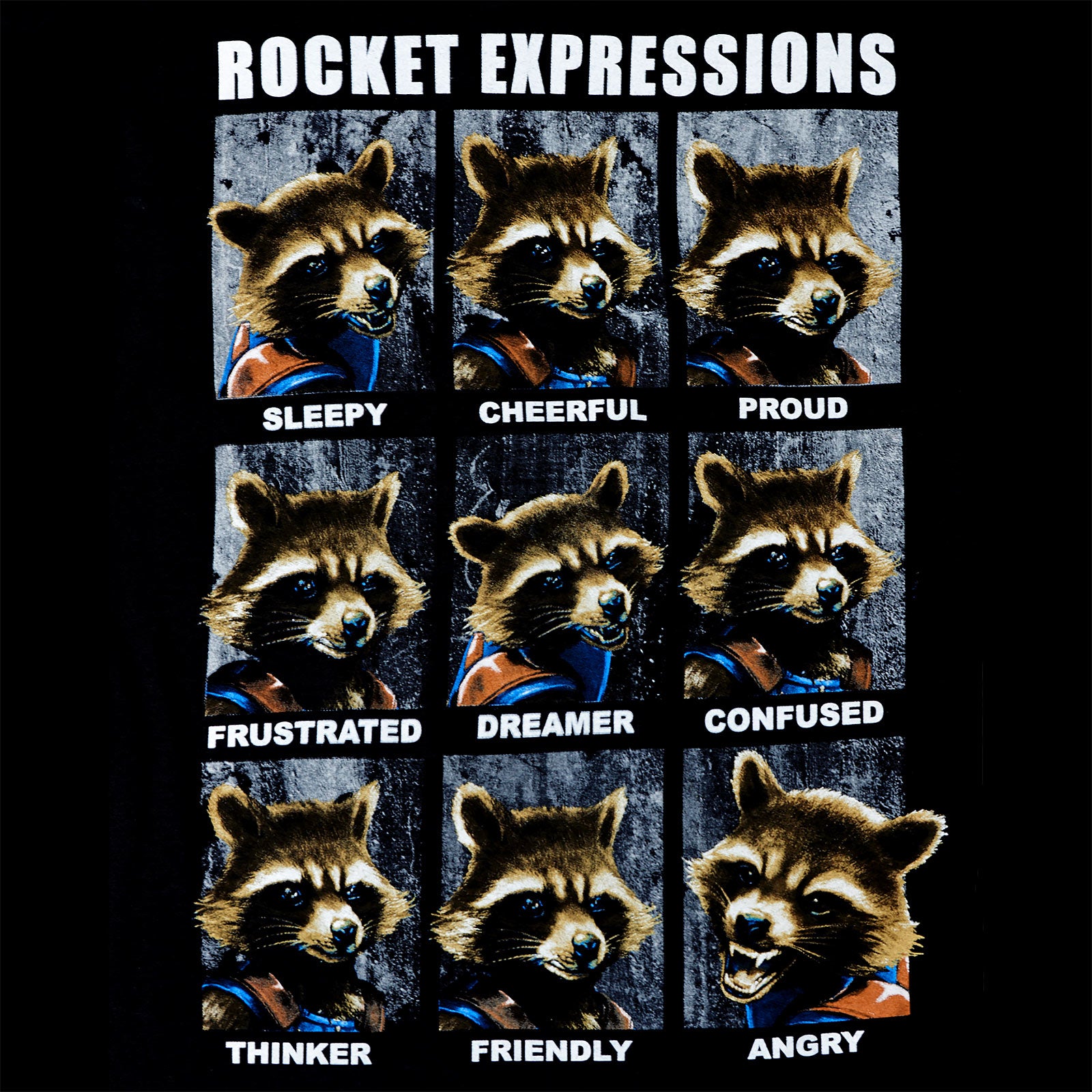 Immagine del prodotto Guardiani della Galassia - T-shirt nera Rocket Expressions