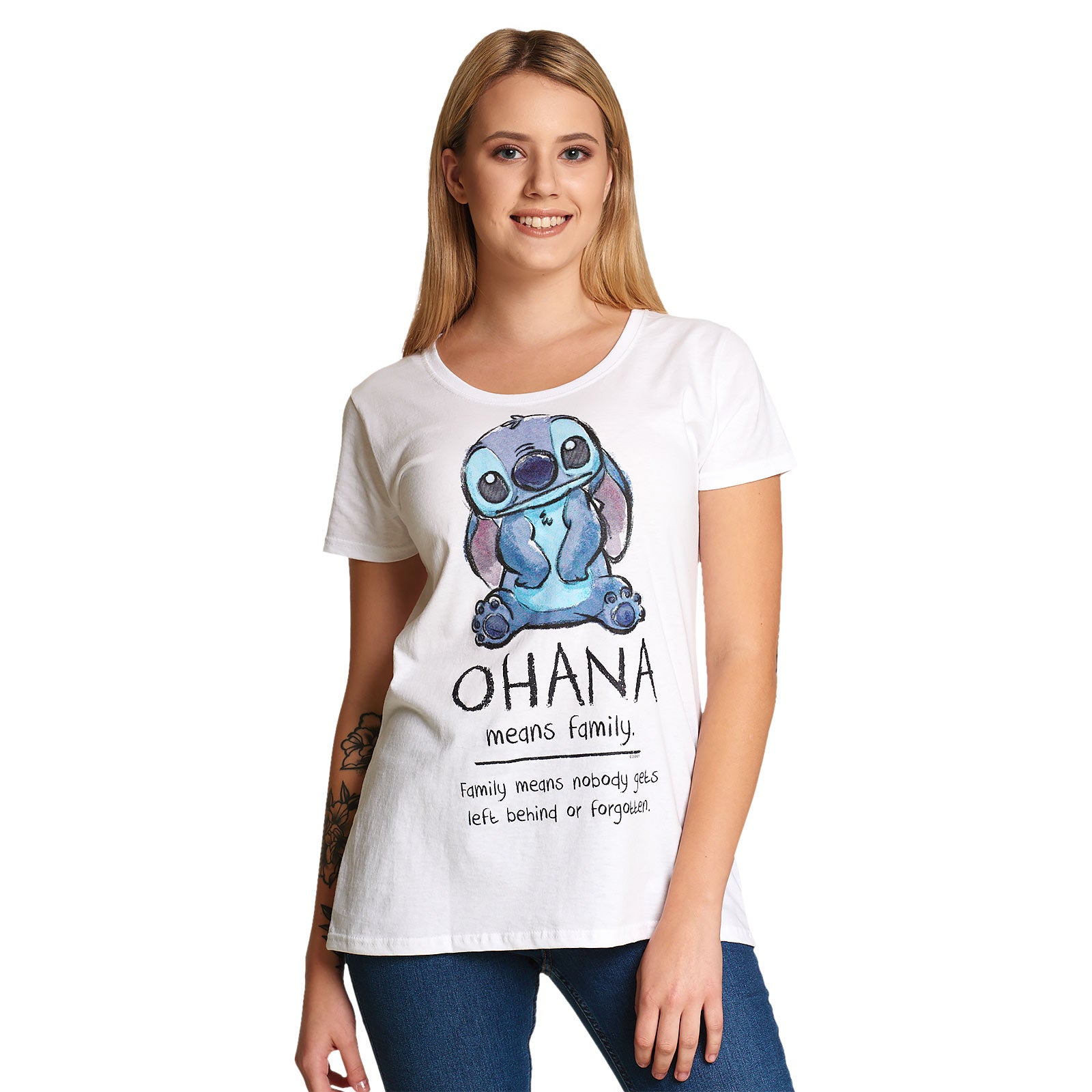 Immagine del prodotto Lilo & Stitch - Ohana Significa Famiglia T-Shirt Donna Bianca