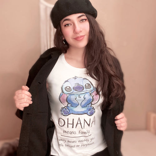 Immagine del prodotto Lilo & Stitch - Ohana Significa Famiglia T-Shirt Donna Bianca