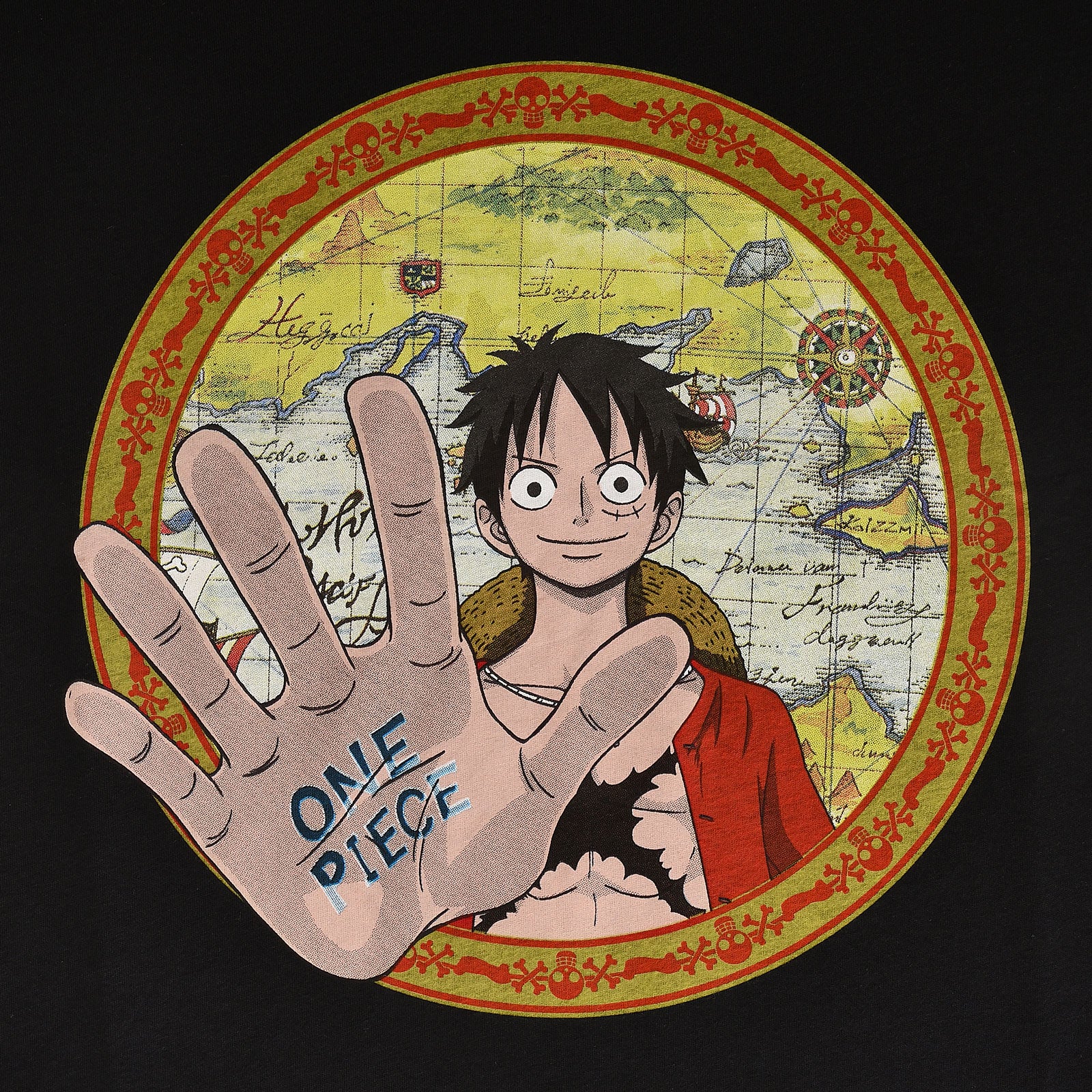 Product image One Piece - Map Circle T-Shirt black