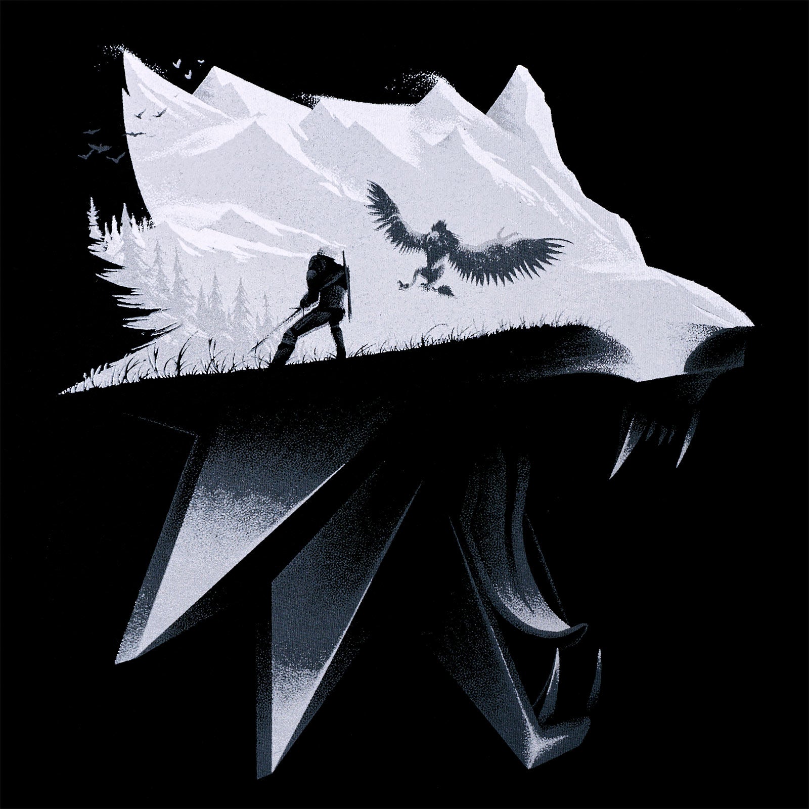Immagine del prodotto Witcher - T-shirt nera con silhouette di lupo