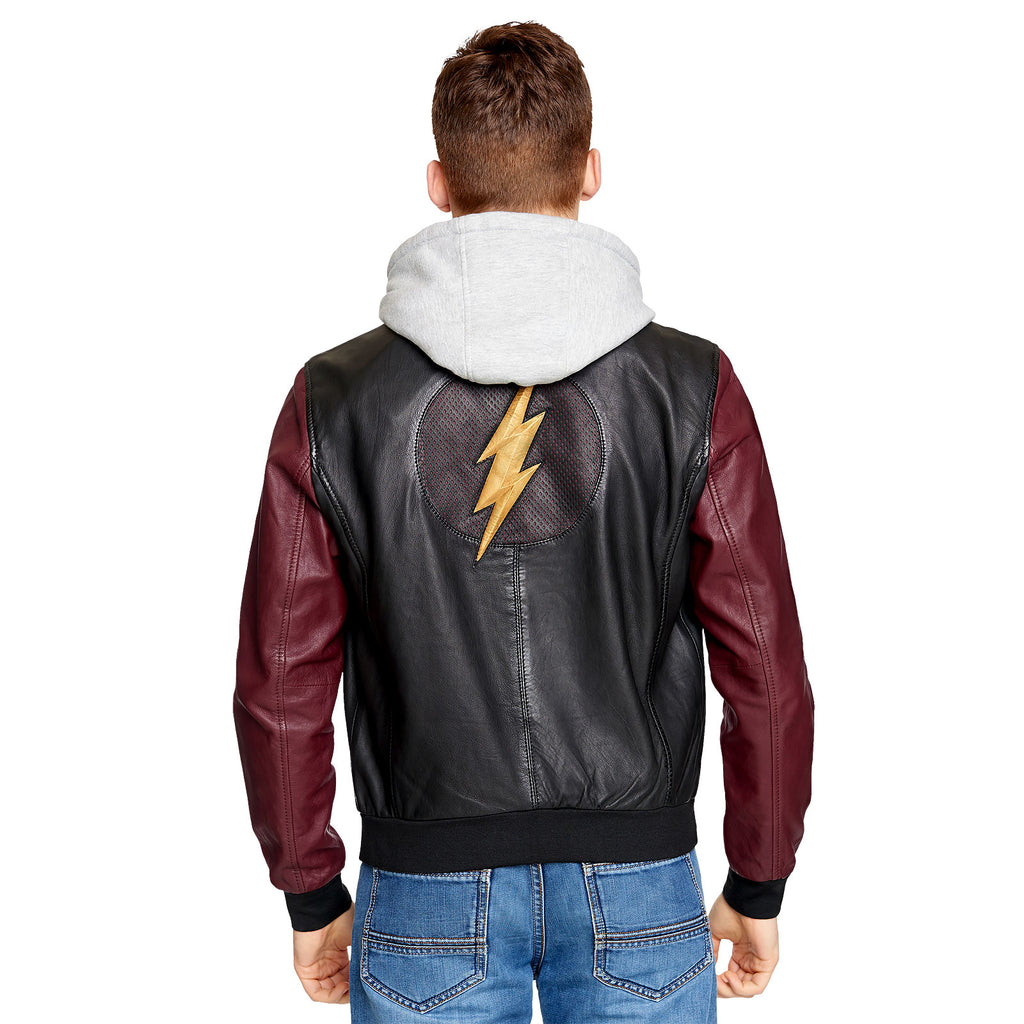 Immagine del prodotto Flash - Giacca di pelle con cappuccio e logo
