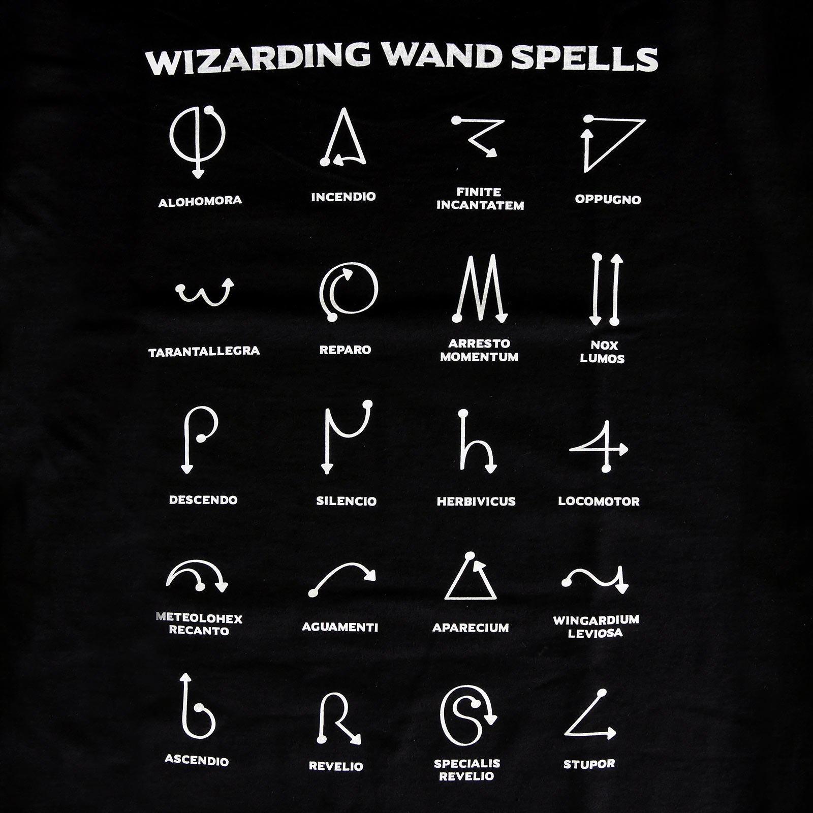 Immagine del prodotto Maglietta con grafico degli incantesimi per i fan di Harry Potter