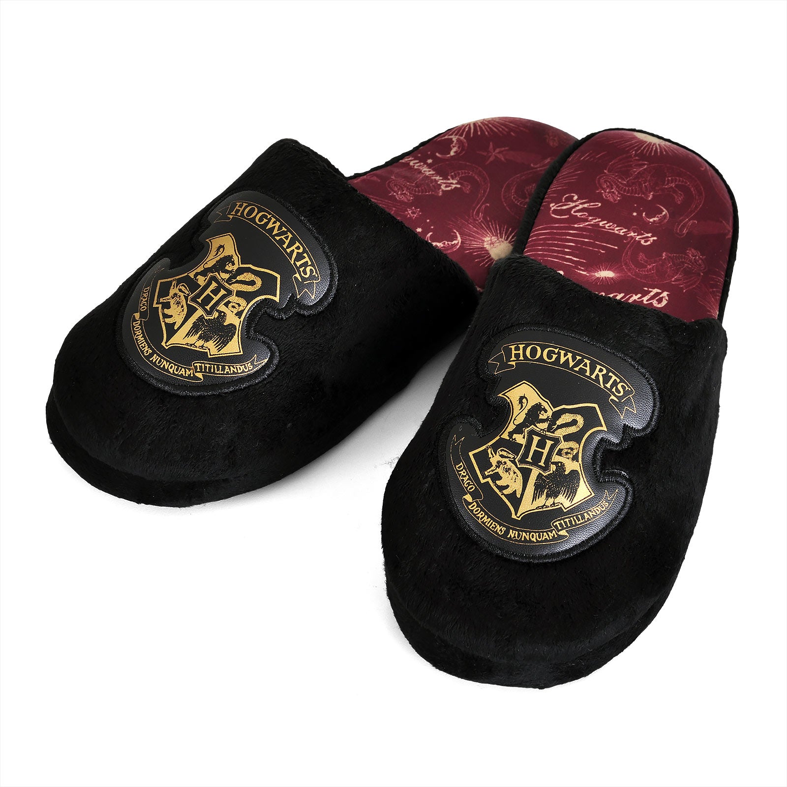 Immagine del prodotto Harry Potter - Pantofole di peluche con stemma di Hogwarts nere