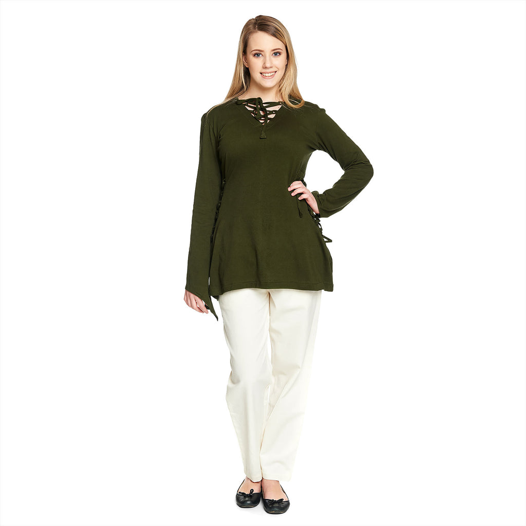 Immagine del prodotto Blusa medievale Lea con cappuccio verde
