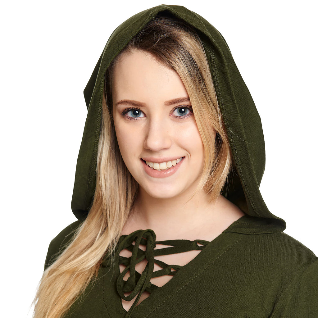 Immagine del prodotto Blusa medievale Lea con cappuccio verde