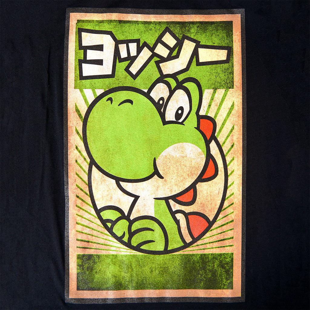 Immagine del prodotto Super Mario - T-shirt con poster di propaganda di Yoshi nera