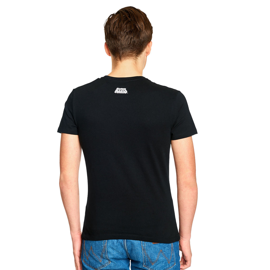 Immagine del prodotto T-shirt nera con poster di propaganda di Super Mario