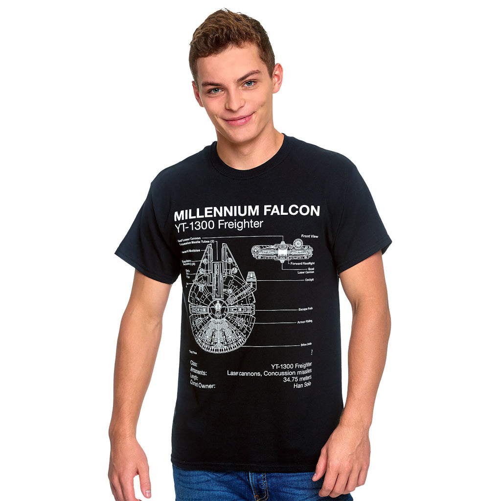 Immagine del prodotto Star Wars - T-shirt nera con schizzo del Millennium Falcon
