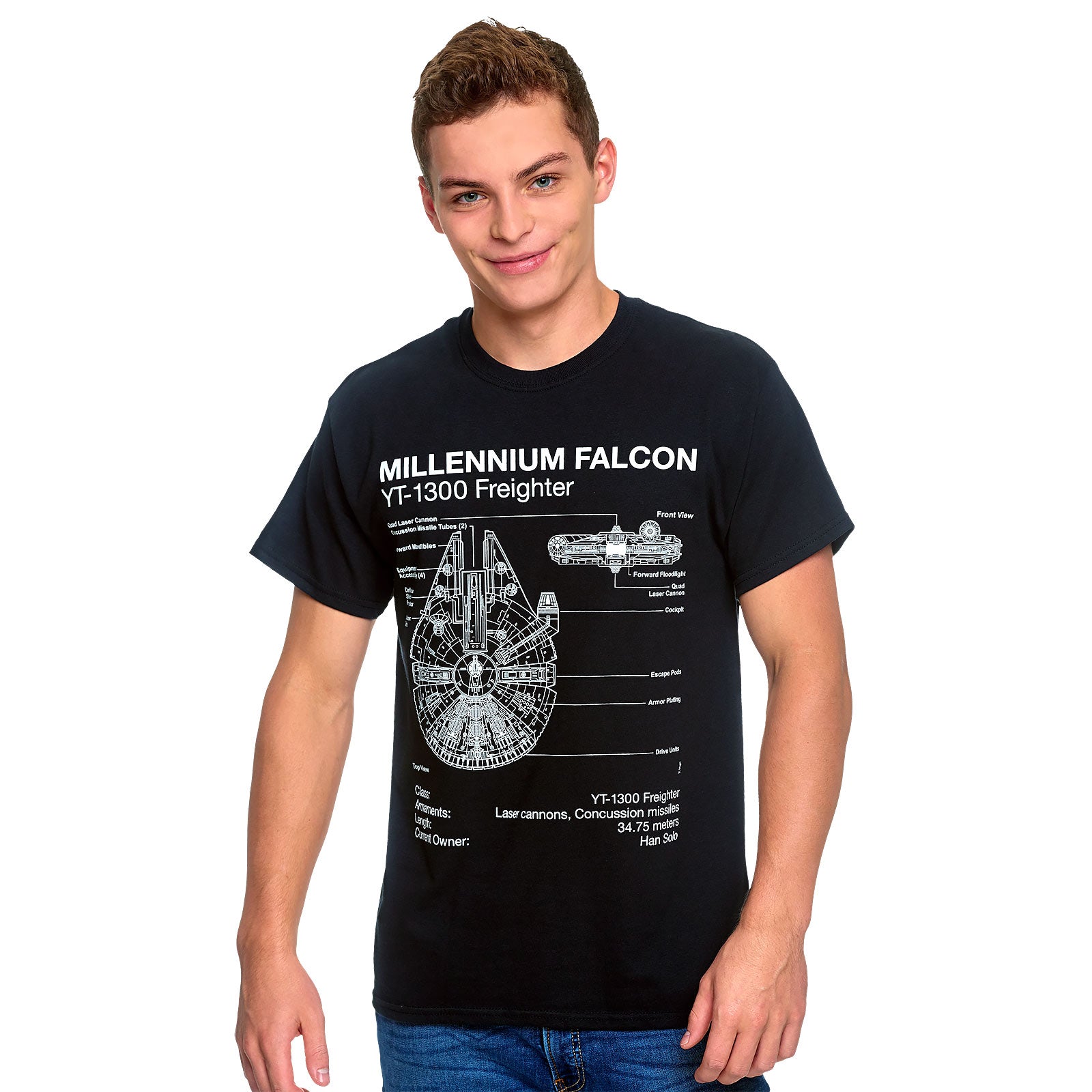Immagine del prodotto Star Wars - T-shirt nera con schizzo del Millennium Falcon