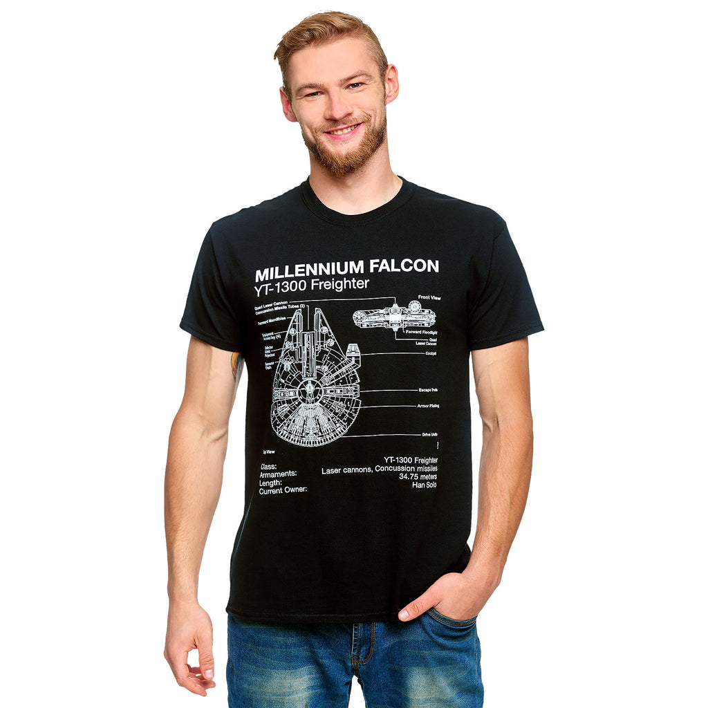 Immagine del prodotto Star Wars - T-shirt nera con schizzo del Millennium Falcon