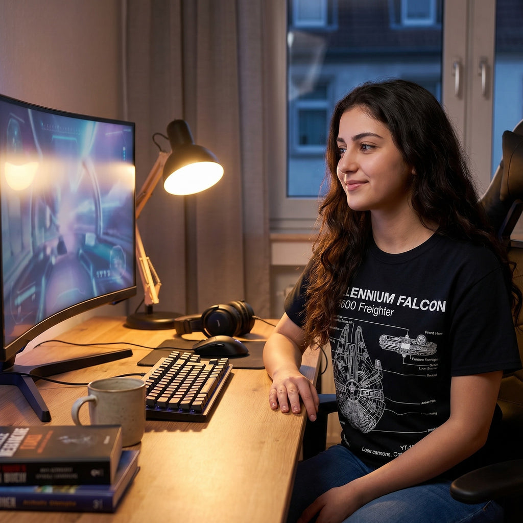 Immagine del prodotto Star Wars - T-shirt nera con schizzo del Millennium Falcon