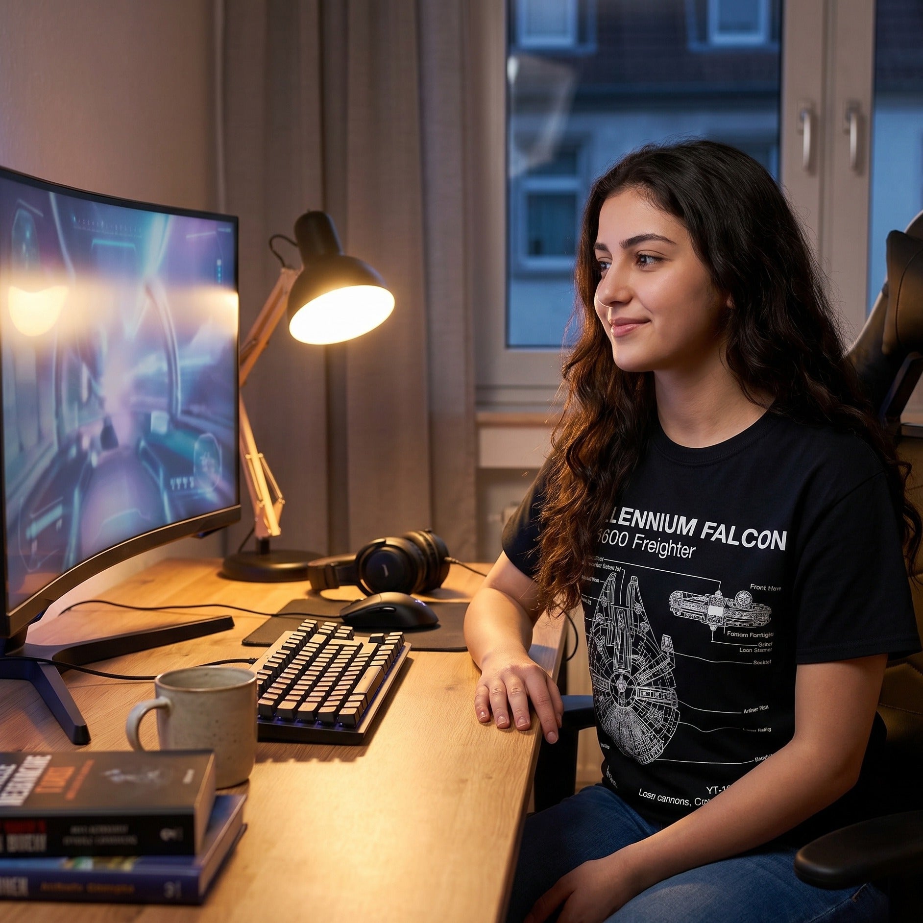 Immagine del prodotto Star Wars - T-shirt nera con schizzo del Millennium Falcon