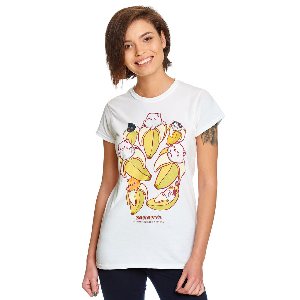 Immagine del prodotto Bananya - T-shirt da donna con personaggi bianca