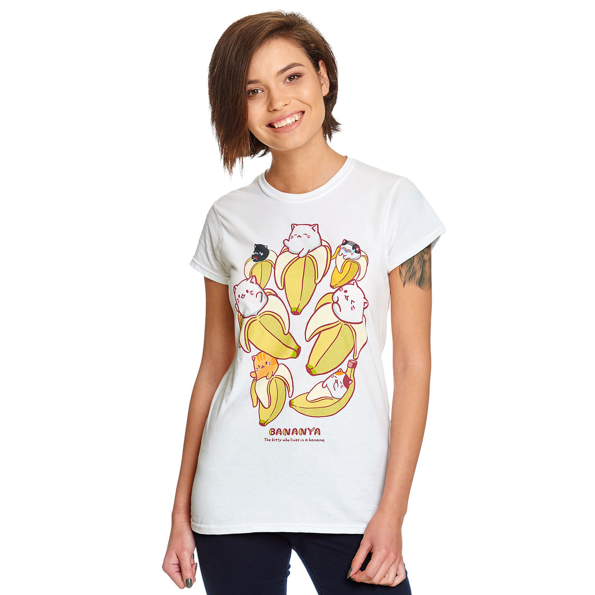 Immagine del prodotto Bananya - T-shirt da donna con personaggi bianca